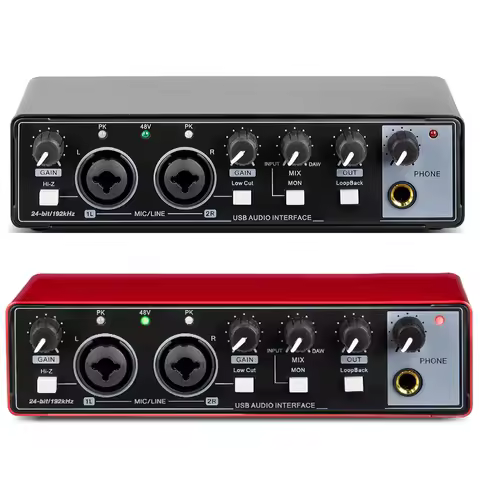 MD22 Recording Sound Card 24-bit/192 KHZ USB Audio Interface with Loopback Monitor for Guitar Record