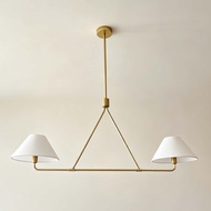 Italian Minimalist 2 Heads Dining Pendant Lamp, Anti-Rust Metal & Soft Fabric Shade Linear Ceiling L