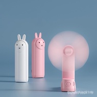 Small portable fan in the shape of a rabbit, USB rechargeable handheld fan, foldable small fan, smal