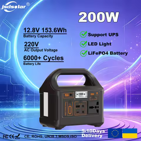 200W Portable Power Bank Charging Station LiFePo4 Battery 153.6Wh Outdoor Pure Sine Wave Energy Stor