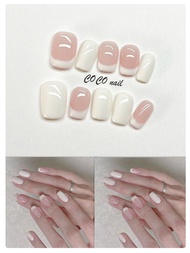 New Year 2025 Handmade Nail Wearable Flashing Simple Short Pure Desire White Enhancing BA491 Fashion