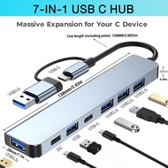 7-in-1 USB Type C Adapter HUB 3.0 + HDMI 4K + USB-C + PD + SD/TF Durable
