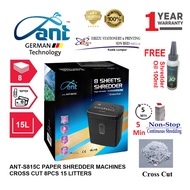 ANT-S815C PAPER SHREDDER MACHINES CROSS CUT 3 x 35MM 8PCS 15 LITTERS  WITH 1YEAR WARRANTY