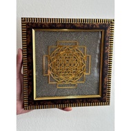 Handcrafted Pyrite Dust Plate with Frame Engraved for Attract Money, Aura Cleansing, Chakra Healing 