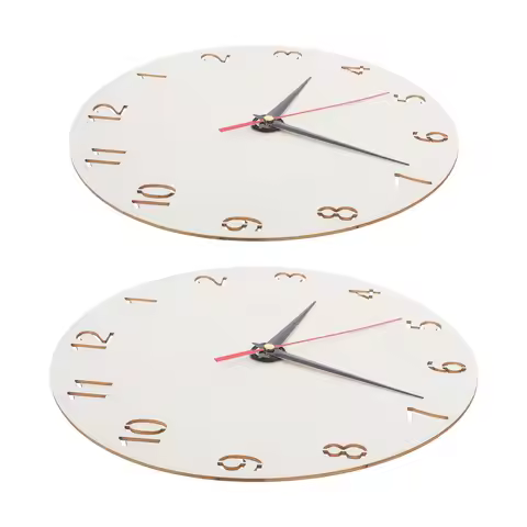 2Sets Blank Wooden Clock Face Round Wood Dial Panel DIY Craft Painting Replacement Clock Face for Ho