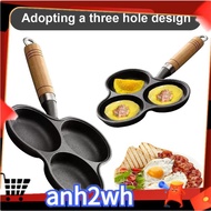 3 Hole Cast Iron Omelet Pan Non-Stick Breakfast Egg Pan Breakfast Grill Cooking Pot Egg Frying Pan P