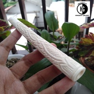 pipa rokok once tulang kerbau ukir bunga premium D414