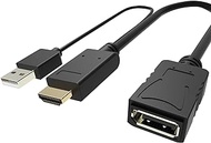 HDMI to DisplayPort Cable，VOCOM HDMI to DisplayPort Adapter,4K@60Hz HDMI to DP Adapter Compatible with Laptop,Monitor,Xbox, PS4,NS,1080P@120Hz