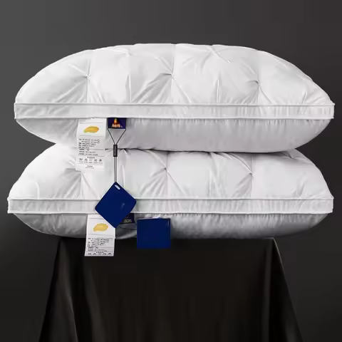 95% Goose Down Pillow White Cotton PillowCover Rectangle Bedroom Sleep 5-Star Hotel Pillow Low-Mid-h