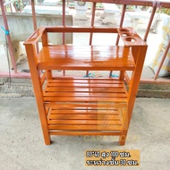 CR.W ชั้นวางอเนกประสงค์ไม้สัก เคาน์เตอร์ห้องครัวไม้สัก 80*40*100 ซม. (ระหว่างชั้น30ซม.) มีช่องเสียบม