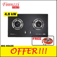 Firenzzi FGH-2013 Glass Hob 4.8kW Gas Cooker 2 Burner [FREE GAS REGULATOR SET]