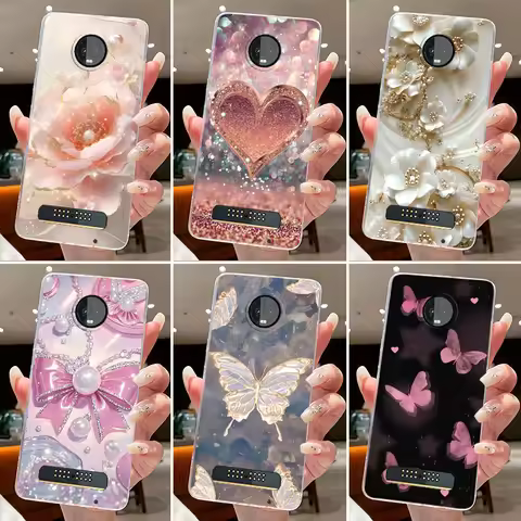 Phone Case For Motorola Moto Z3 Play / Moto X4 Fundas Coque Butterfly Bow Protective Casing Transpar