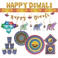 Diwali Disposable Cutlery Paper Plates Cups Tissues Deepavali Party Balloon Party Meals