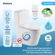 NEW Branded Upgraded Geberit Rimless Double Tornado Toilet Bowl w/ Soft Close Heavy Duty UREA Seat
