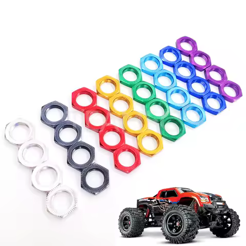 4Pcs #7758 Aluminium 17mm Wheel Hex Nuts Mount Splined Serrated Metal for RC Car 1/5 Traxxas X-MAXX 