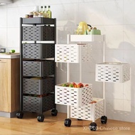 Ready Stock Multi layer kitchen rotating storage basket kitchen storage basket kitchen rack vegetable storage basket kitchen rotating rack kitchen trolley with wheels kitchen CWP1