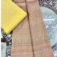 (Dress Fabric) 6-Shuttle Silk Fabric Natural Color (2 Meter Patterned + 2 Plain Color) Pink Code L8A