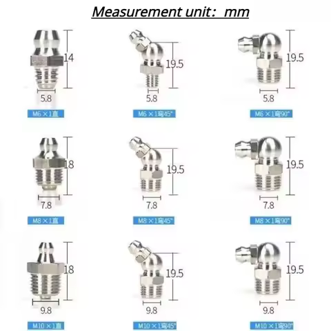 10PCS F0006 Stainless Steel Grease Nipple SS201 SS304 Metric External Thread Straight Elbow Type Gre