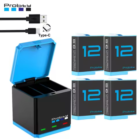 For GoPro Hero 12 11 10 9 1850 mAh Battery 3 Slots Battery Storage Charger Box For Gopro 12 Accessor