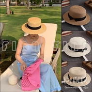 Finn Women's Beach Hat Boater Model Straw Ribbon Fashion Beach Hat