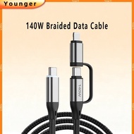 140W Fast Charging High-density Braided Data Cable, Type-c to Type-c+iOS 1.8m Charging Cable Suitabl