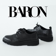 BARON MATT Black Leather Shoes รองเท้าหนังวัวหัวกลม มีเชือกผูก รองเท้าคัชชูผู้ชาย รองเท้าหนังทางการ รองเท้าวินเทจ