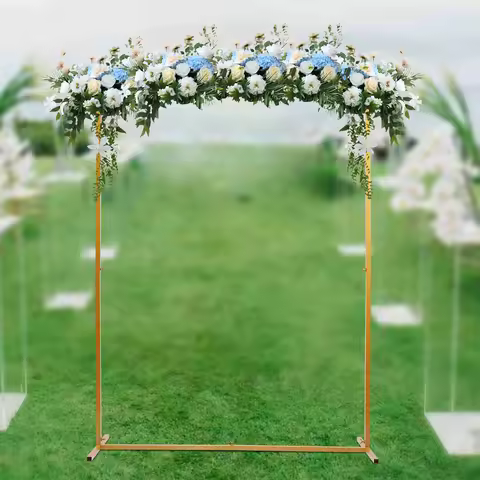 2x1.5m Wedding Arch Stand, 6.6x4.9FT Metal Balloon Backdrop Stand with Bases, Square Garden Arch Met