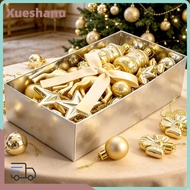 XUESEE Christmas Tree Bauble Ornaments, 45PCS Glossy  Holiday Hanging Ornaments, Bow Accents Assorte