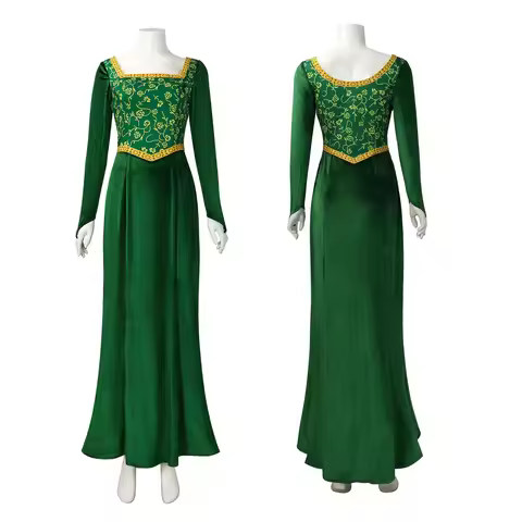 New Monster Shrek Fiona Princess Cosplay Fiona Princess Green Long Dress Costume Clothing Halloween 