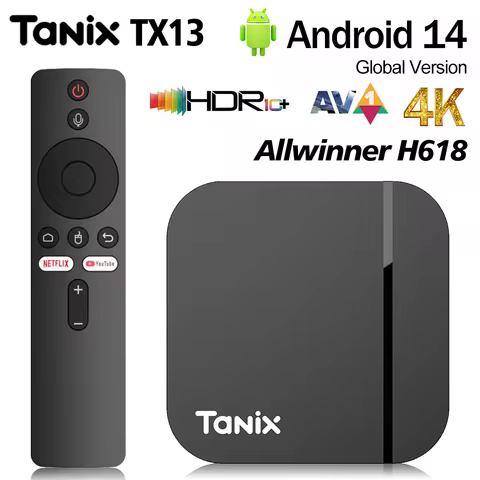 Tanix TX13 Android 14 Smart TV BOX Allwinner H618 AV1 4K HD HDR10+ Set Top Box OTA Online BT5.0 Voic