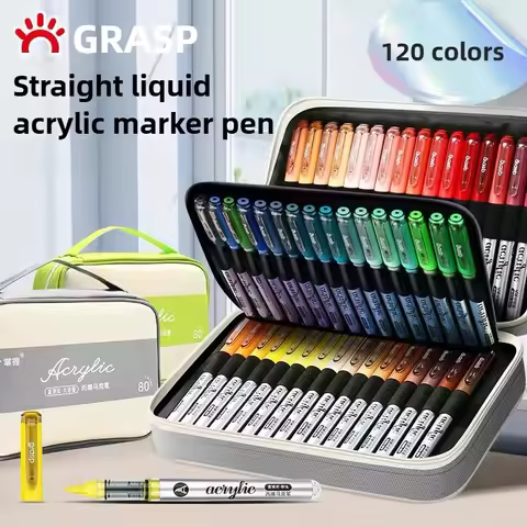 GRASP 120/1 Colors Acrylic Marker Pens Waterproof Pen Soft Brush Nib Student Art for Glass Stone Art