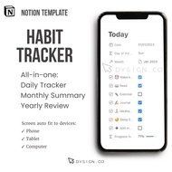 [ Habit Tracker Notion Template ] Digital Planner Notion Template Daily Weekly Monthly Yearly Planne