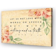 1 John 3 18 Love with Action and In Truth Bible Verse Wall Art Deco Kitchen Prints for Bathroom Canv