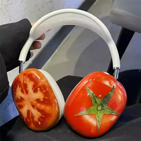 Summer Cute Fruit Tomato Protective Case For Apple Airpods Max Earphone Case Soft Silicone Headphone