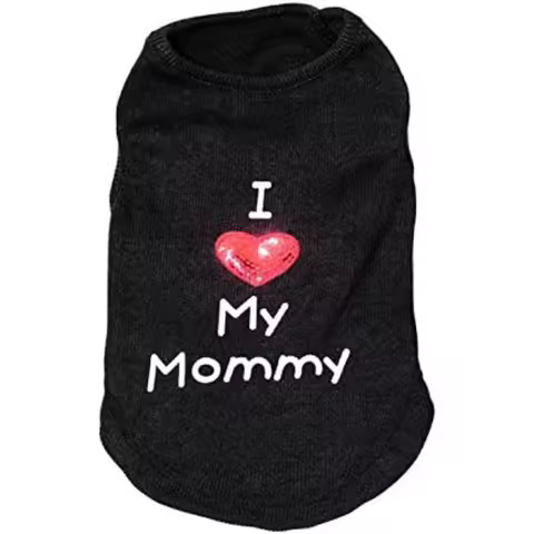 Dog Shirts Slogan Vest I Love My Daddy/Mommy Cute Heart T-Shirt Clothes for Chiuahaha Poodle Teacup 