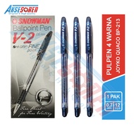 Pulpen V-2 Snowman  1 Pack / Pulpen 1 Pack Murah / Pulpen Gel 1 Pack / Pulpen Cair / Alat Tulis Seko