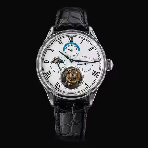 Sugess Men Luxury Tourbillon Watch Original ST8007 Movement Mechanical Wristwatches Crocodile Leathe