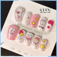 Nailbox, Short fake nails, cute rabbit short nails, Cartoon nails TK004