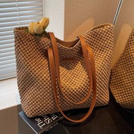 nunu handbag nunu Beg anyaman jerami berkapasiti besar wanita 2025 beg tenunan komuter musim panas b