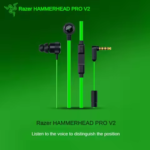 Razer HAMMERHEAD PRO V2 Headphones 3.5mm Wired Portable Stereo Music Bass In-Ear Sports Earphones wi