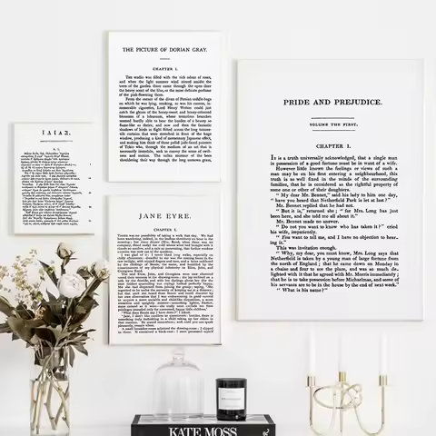 Nordic Poster Pride and Prejudice Book Quote & Literary Poster Prints Jane Austen Gifts Wall Art Can