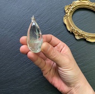 招正財 貴人-天然異像幽靈水晶 冰透綠幽靈金字塔925純銀鈦鋼項鍊