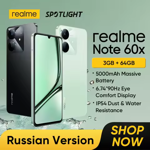 [New] realme Note 60x Smartphone Russian Version 6.74'' 90Hz Display 5000mAh Battery IP54 Powerful O