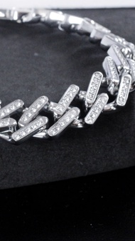 Vòng tay ODIN Ice Cuban PRONG đính đá CZ bản 12mm Thép Titan 316L Bền bỉ Kháng nước Tặng kèm nhẫn Ic