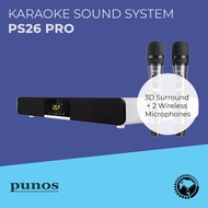 Punos Home Karaoke Sound System PS26 Pro [+ Dual Subwoofer, 3D Surround, VBASS, DSP Microphones, Bluetooth 5.0 ]