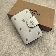 New 2024 for Women Zipper pocket Five pointed star Embellished Medium and long folding wallet Offici