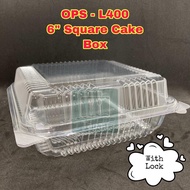 TAPAU - ( 50pcs± ) GC OPS-L400 6" Square Cake Tray with Lock Bakery Disposable Plastic Clear Cake Bo
