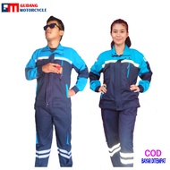 Baju Safety Proyek Wearpack Seragam Satu Setel Atasan dan Celana Modist Biru Tosca