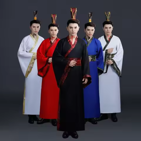 Ancient Chinese Costume Men Traditional Chinese Dance Clothing for Women Long Sleeve Hanfu Satin Rob