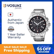 CITIZEN Solar  AT2420-83E Eco Drive Chronograph Tachymeter Date Black Stainless Silver  Wrist Watch For Men from YOSUKI JAPAN / AT2420-83E (  AT2420 83E AT242083E AT24 AT2420- AT2420-8 AT2420 8 AT24208 )